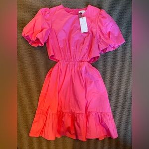 NWT Wayf Hot Pink Cut-Out Cotton Mini Dress (Barbie/Weird Barbie style)